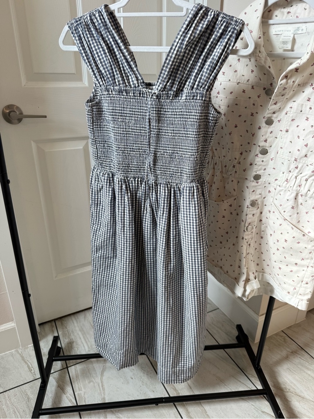 Women’s Black & White Gingham Smocked Sundress